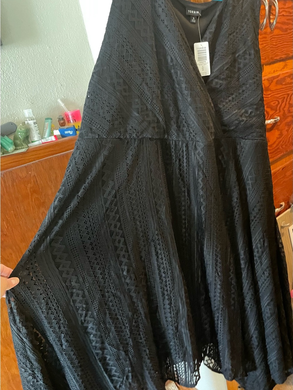 torrid Black Lace A-Line Maxi Skirt with Geometric Eyelet